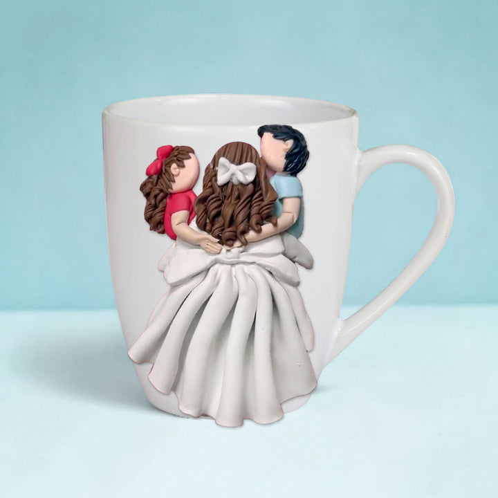 Customized Mother Kids Theme Polymer Clay & Ceramic Mug | 310 ml