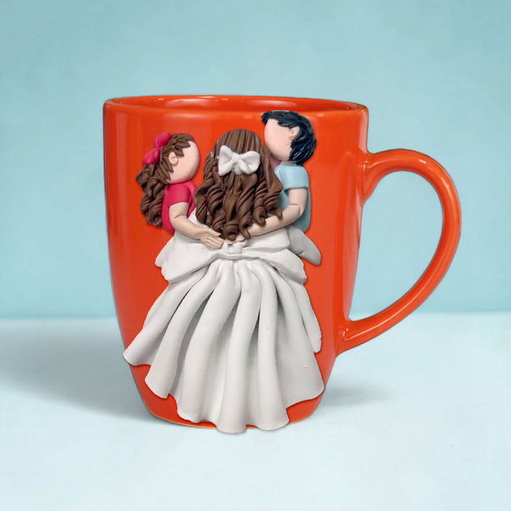 Customized Mother Kids Theme Polymer Clay & Ceramic Mug | 310 ml