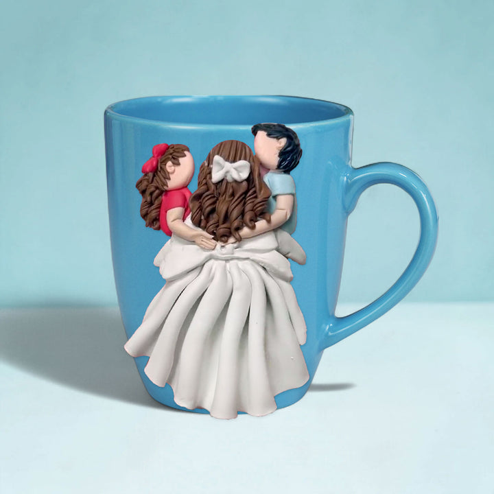 Customized Mother Kids Theme Polymer Clay & Ceramic Mug | 310 ml
