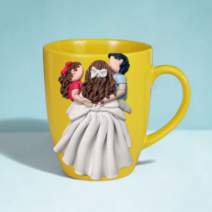 Customized Mother Kids Theme Polymer Clay & Ceramic Mug | 310 ml