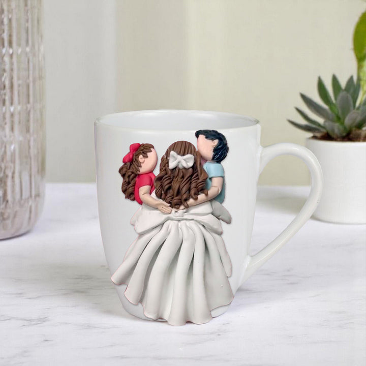 Customized Mother Kids Theme Polymer Clay & Ceramic Mug | 310 ml