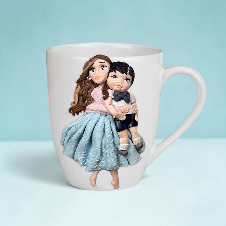 Customized Mother Son Theme Polymer Clay & Ceramic Mug | 310 ml