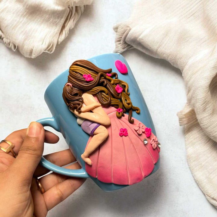 Customized Mother Daughter Theme Polymer Clay & Ceramic Mug For Mothers | 310 ml