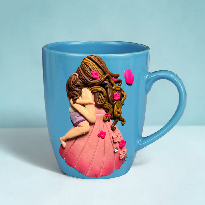 Customized Mother Daughter Theme Polymer Clay & Ceramic Mug For Mothers | 310 ml