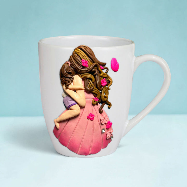 Customized Mother Daughter Theme Polymer Clay & Ceramic Mug For Mothers | 310 ml