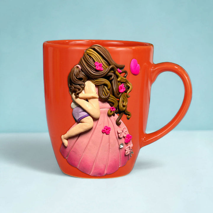 Customized Mother Daughter Theme Polymer Clay & Ceramic Mug For Mothers | 310 ml
