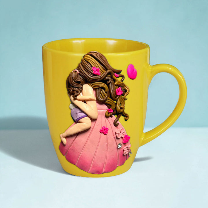 Customized Mother Daughter Theme Polymer Clay & Ceramic Mug For Mothers | 310 ml