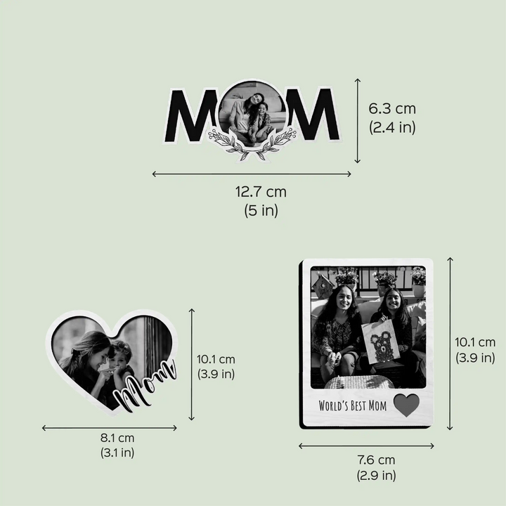 Photo Personalized Handmade Mom Theme Wooden Fridge Magnet | Set Of 3