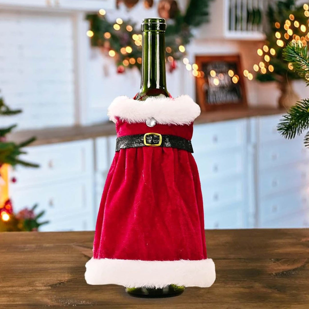 2 Pc | Handmade Mr And Mrs Santa Wine Bottle Covers