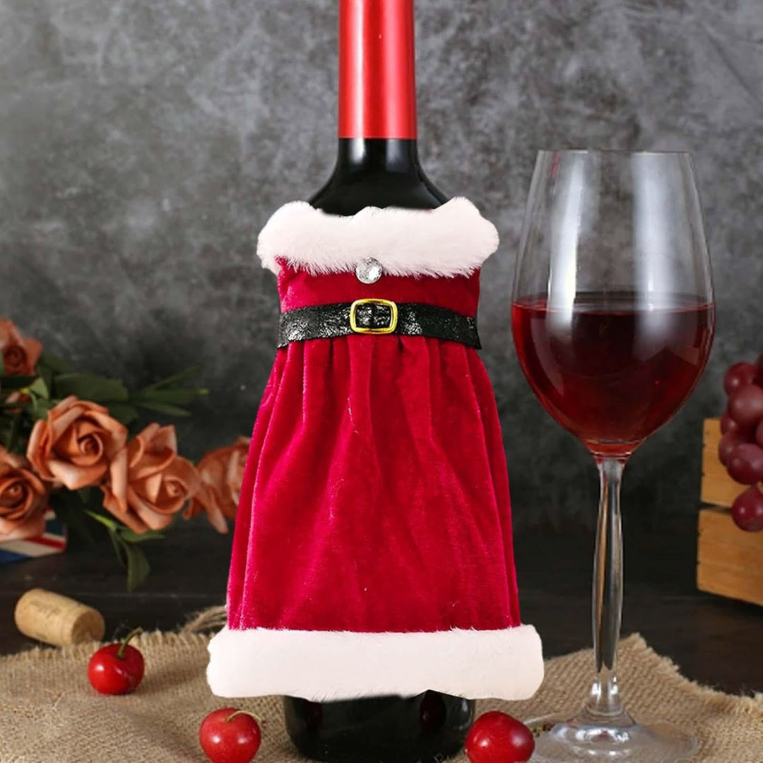 2 Pc | Handmade Mr And Mrs Santa Wine Bottle Covers