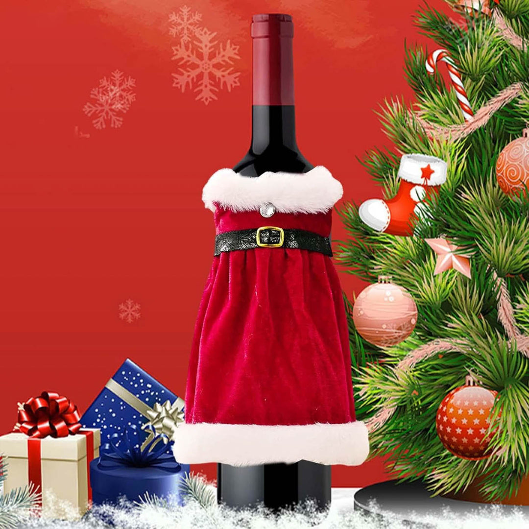 2 Pc | Handmade Mr And Mrs Santa Wine Bottle Covers