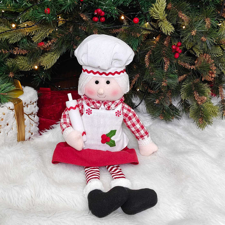 Mrs Claus The Baker Plush Figurine With Dangling Legs