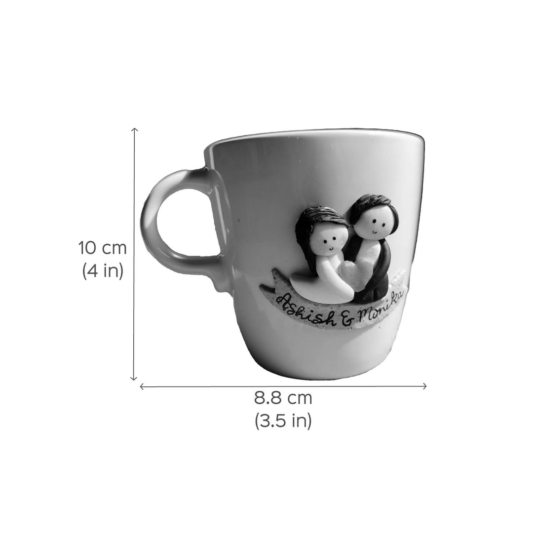 Personalized Teddy & Heart Mug With 3D Clay Figurine