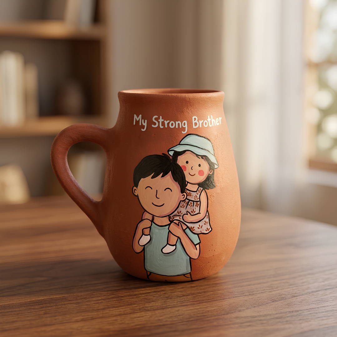 My Strong Brother | Photo Personalized Hand-Painted Terracotta Mug For Siblings