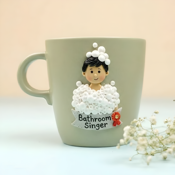 Bathroom Singer | Personalized Hand-Painted Polymer Clay Artist Ceramic Mug