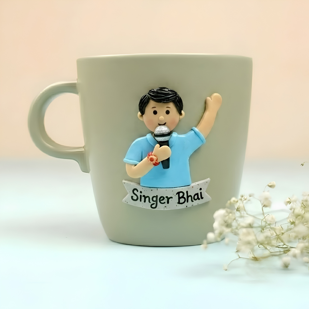 Singer Bhai | Personalized Hand-Painted Polymer Clay Artist Ceramic Mug