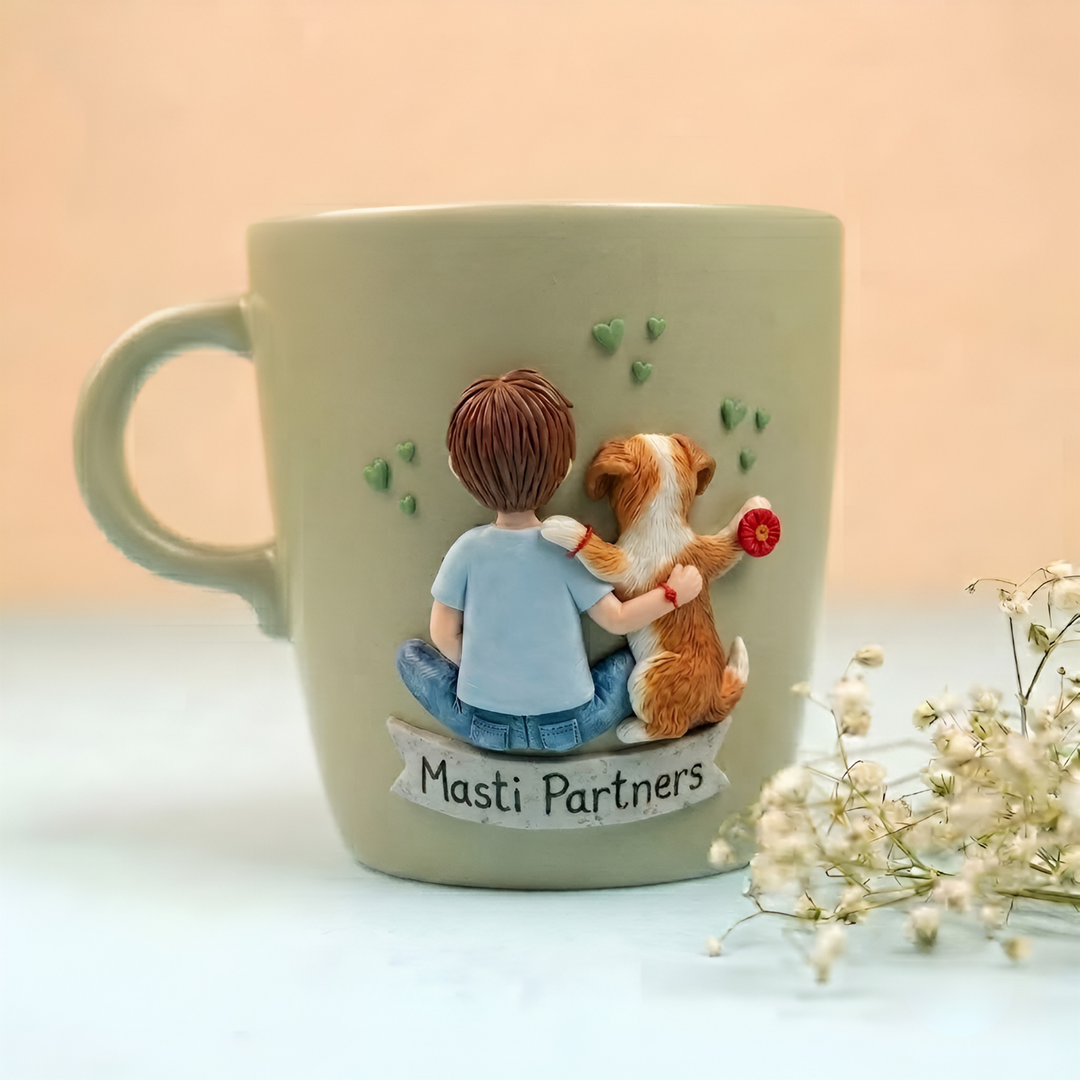 Pet Brother (Dog) | Personalized Hand-Painted Polymer Clay Artist Ceramic Mug