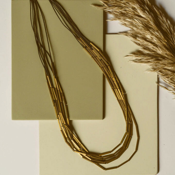 Handmade Multilayered Tube Brass Long Necklace