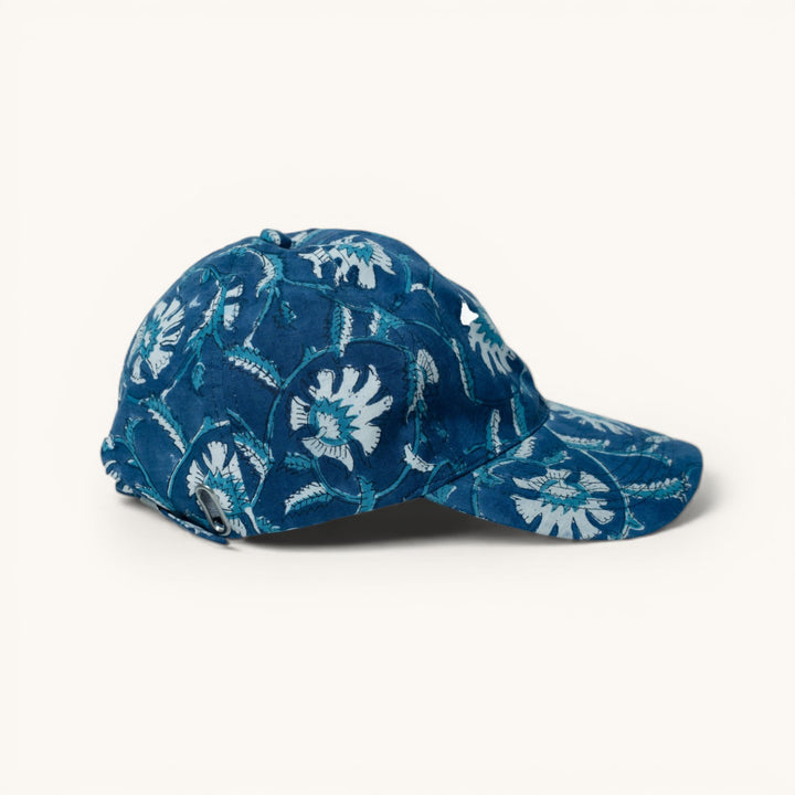 Hand Block Printed Blue Cap
