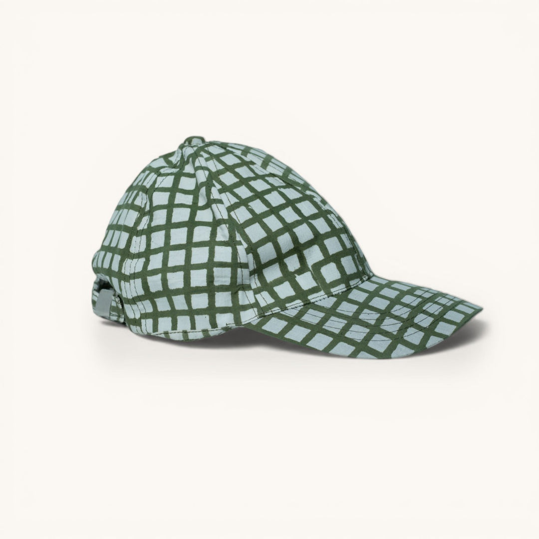 Hand Block Printed Mint Green Cap