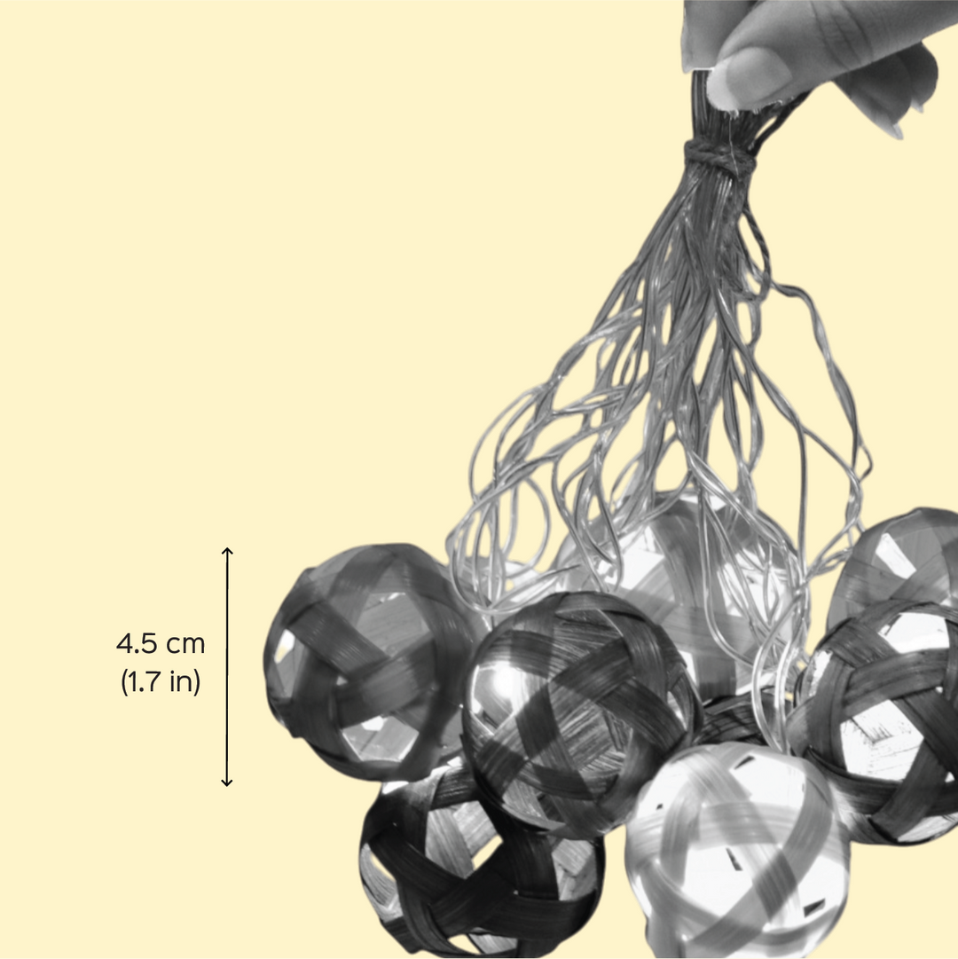 3m, 10 Bulbs | Multicoloured Star Full Moon Eco-Friendly Handmade Woven Bamboo LED Fairy Light