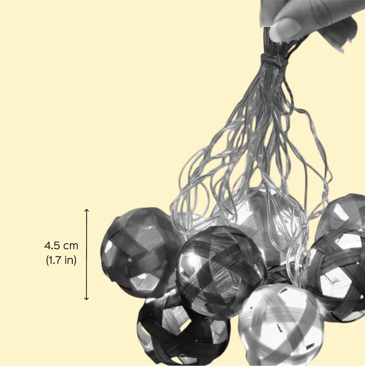 3m, 10 Bulbs | Multicoloured Star Full Moon Eco-Friendly Handmade Woven Bamboo LED Fairy Light