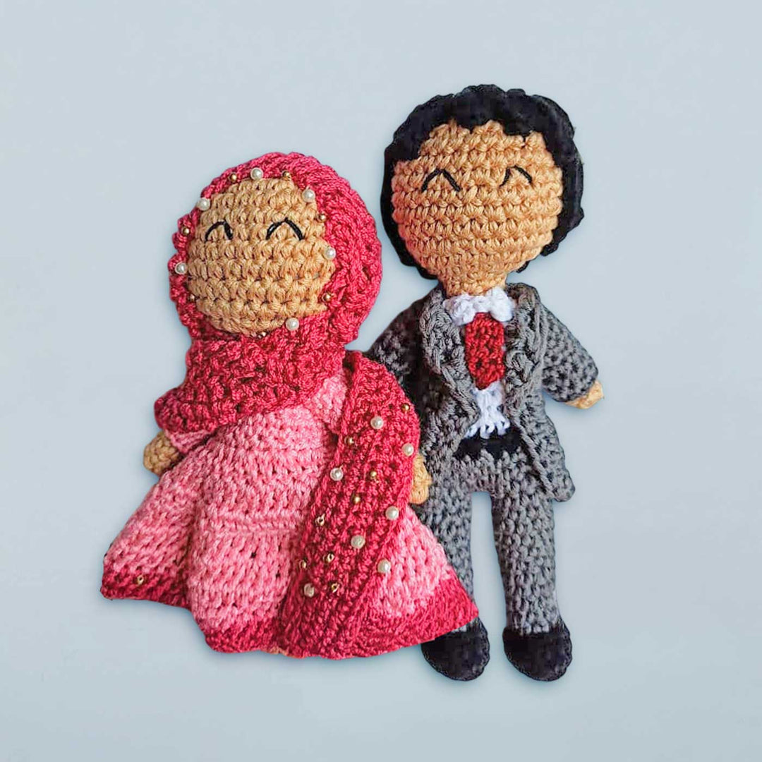 Handmade Crochet Muslim Couple Theme Cotton Dolls