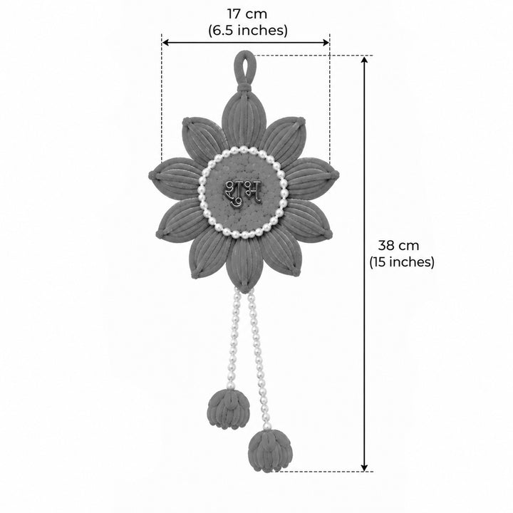2 pc | Handmade Shubh Labh Floral Pipe Cleaner Hanging With Pearl Detailing For Diwali - Maroon