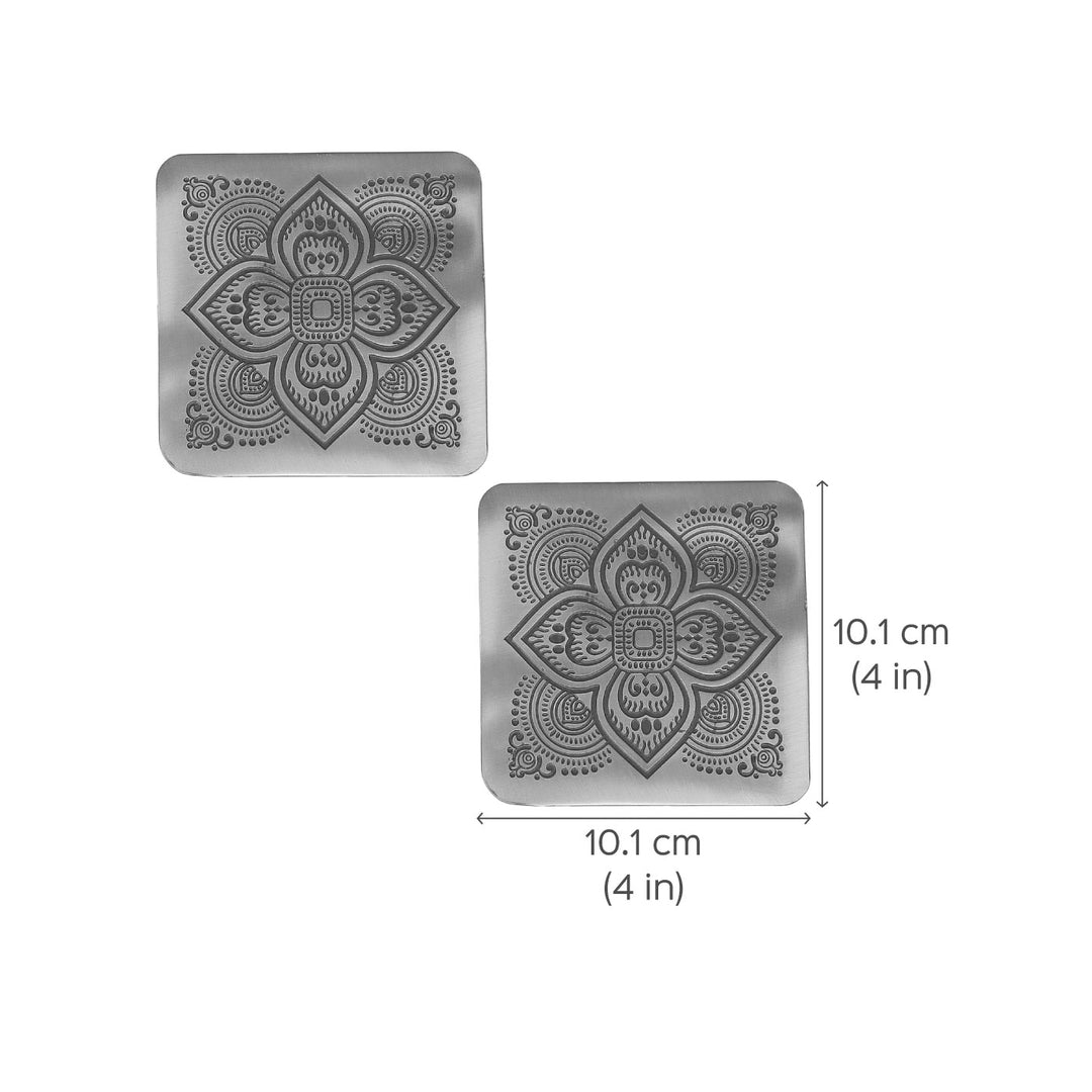 Dohar Handcrafted Brass Square Coasters I Set of 2