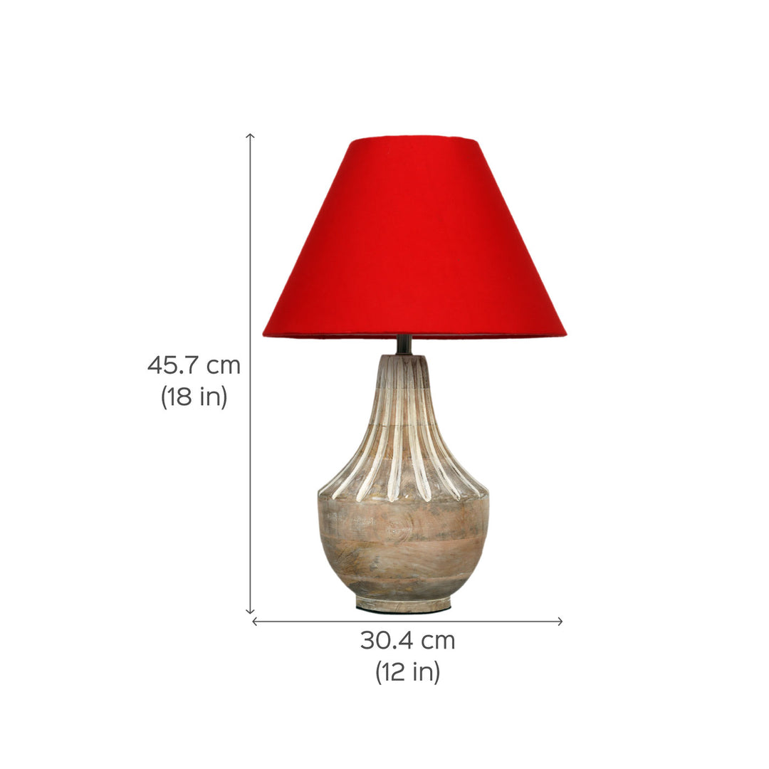Ekatra Carving Mango Wood & Jute Table Lamp