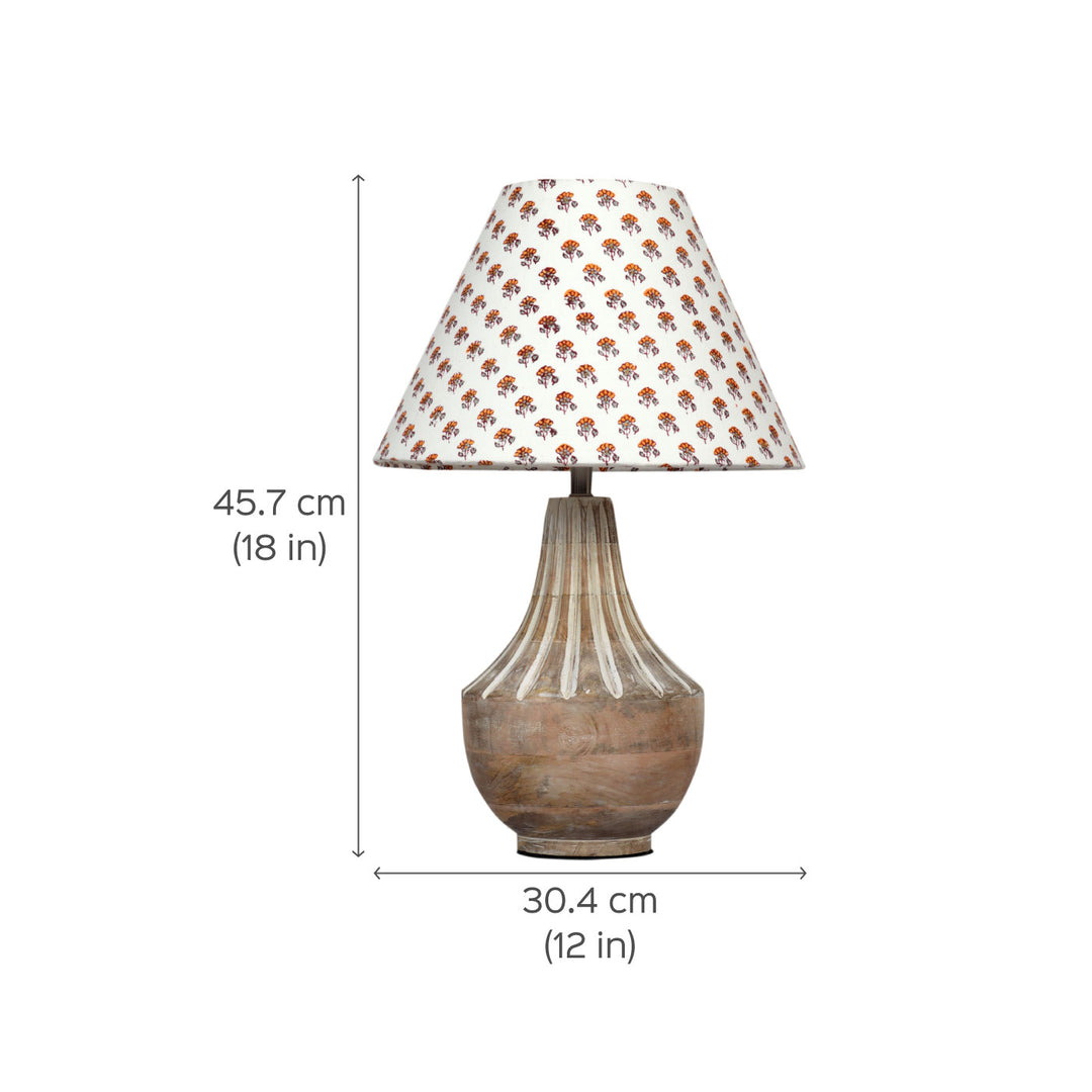 Ekatra Carving Mango Wood & Jute Table Lamp