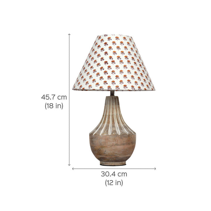 Ekatra Carving Mango Wood & Jute Table Lamp