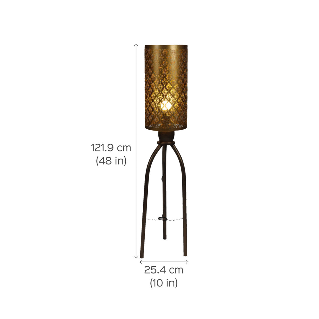 Gandhara Gold & Bronze Finish Metal Floor Lamp