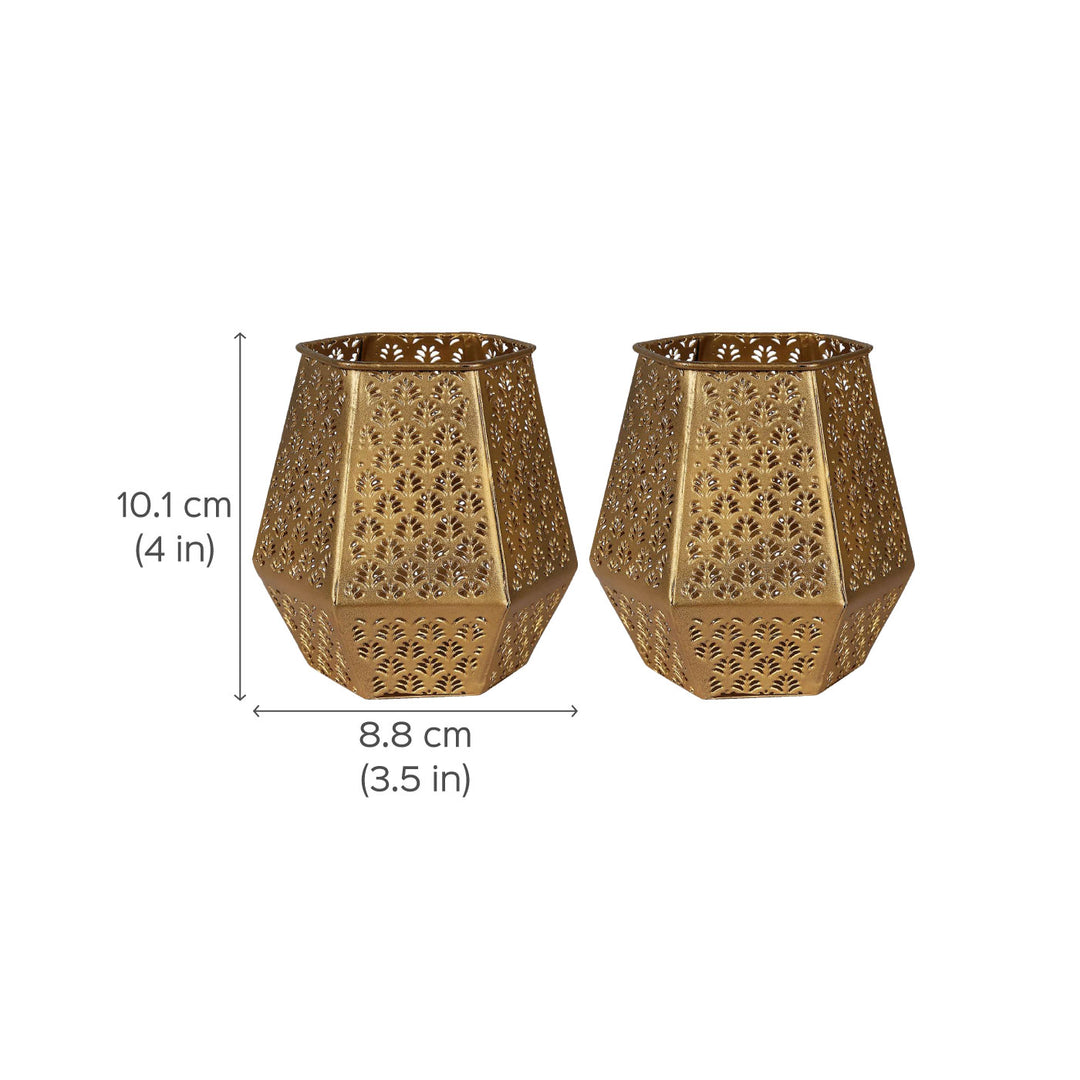 Niharika Gold Finish Votive Tealight Holder - Set of 2