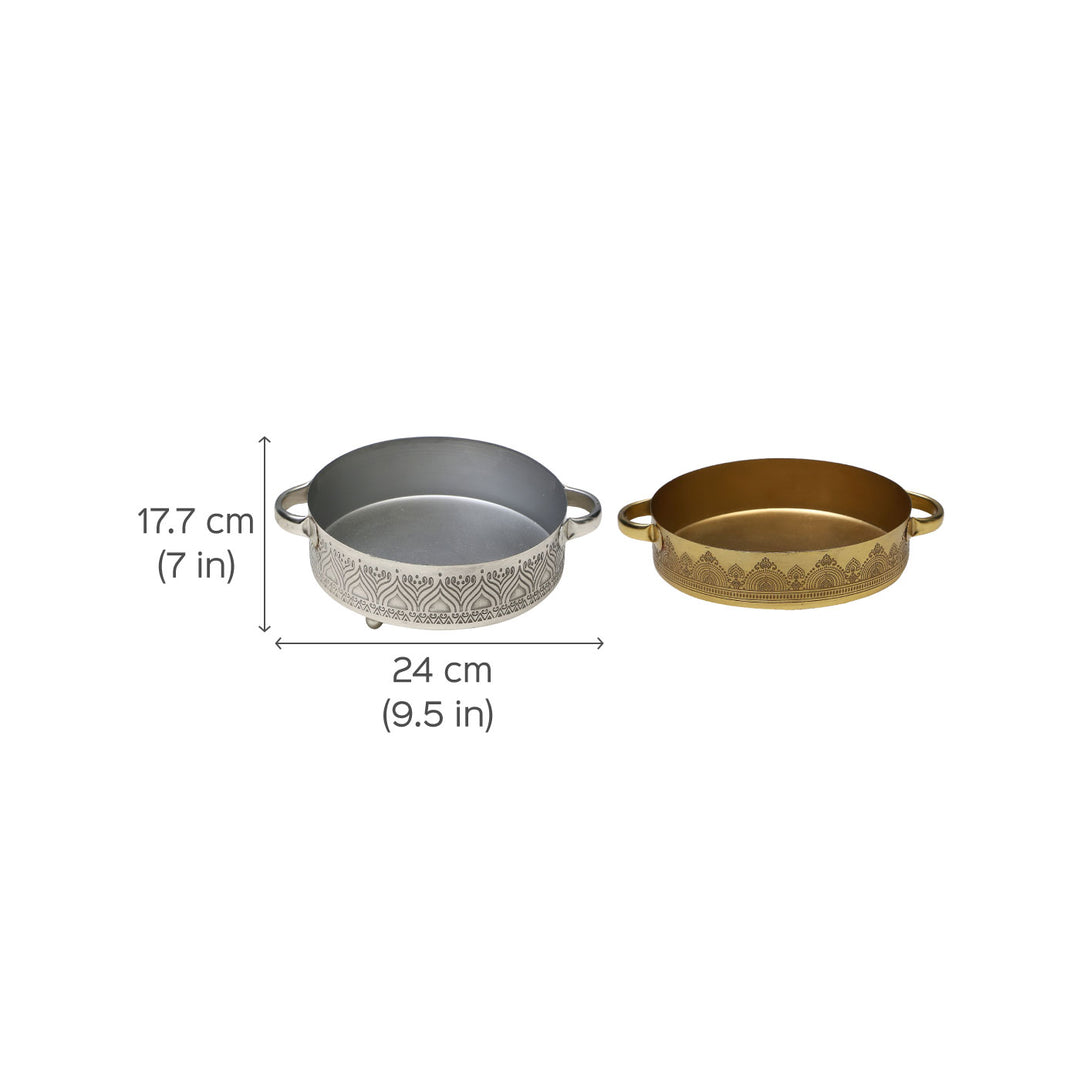 Dohar Brass Plated Candle & Tealight Metal Urli Tray