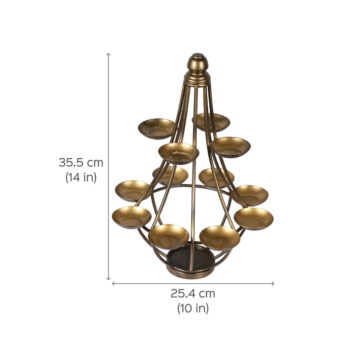 Ektara Gold Finish 12 Tealights Holder Stand