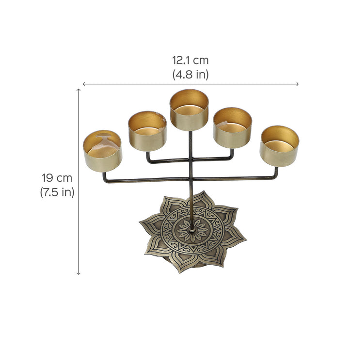 Alpana Handcrafted Antique Brass Panch Diya