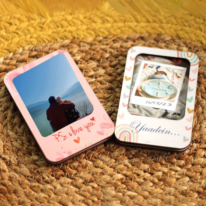 Photo Personalized Printed Polaroid Photo MDF Wood Fridge Magnet | Set of 2