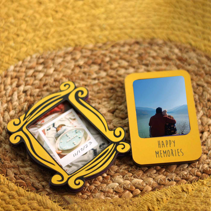 Photo Personalized Printed Polaroid Photo MDF Wood Fridge Magnet | Set of 2