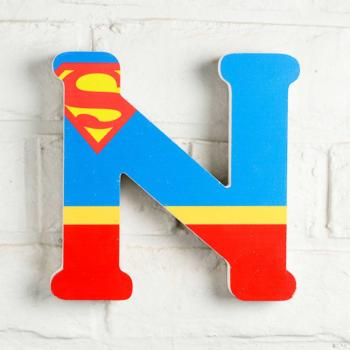 Handmade Superman Theme MDF Wood 3D Wall Letter For Kids - N