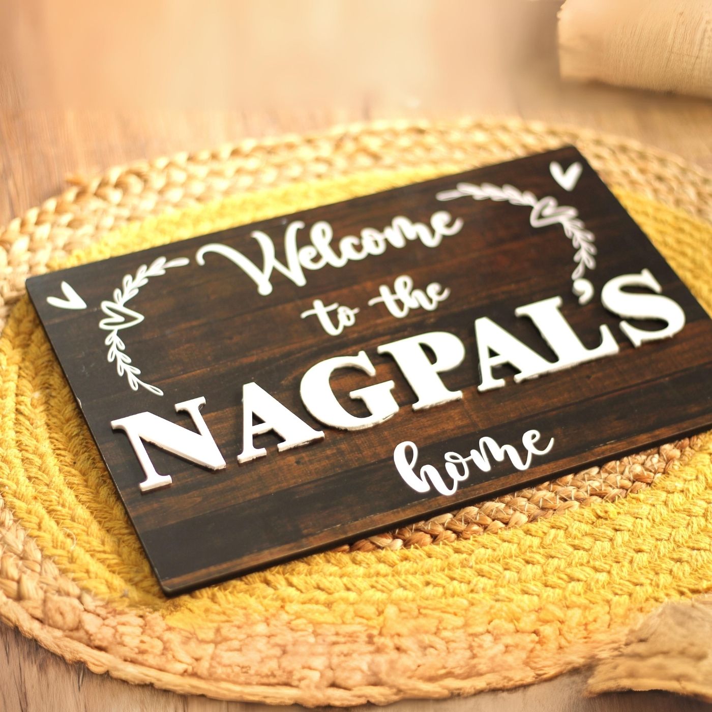Buy Personalized Printed Welcome To our Home MDF Wood Name Plate