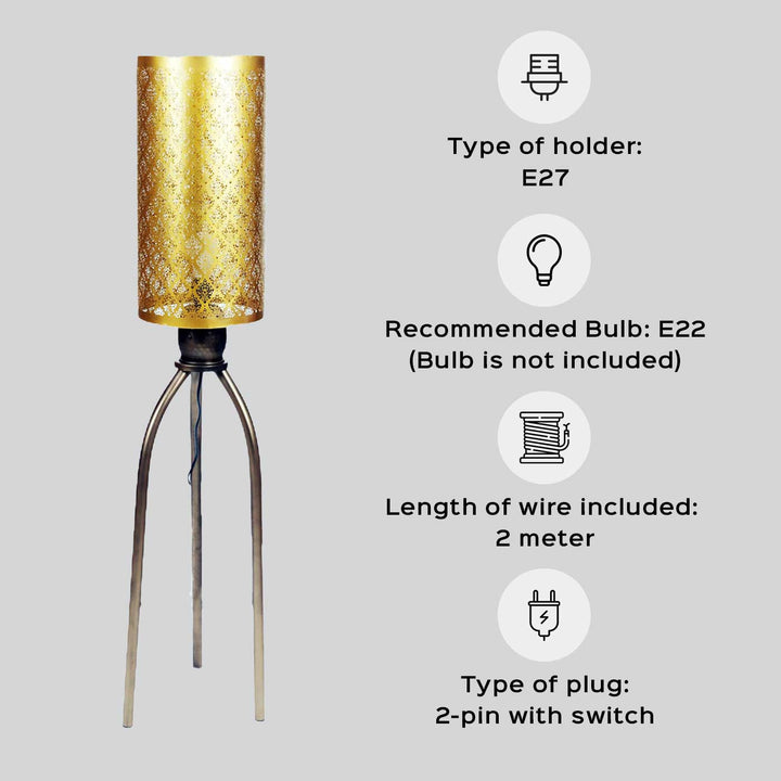 Gandhara Gold & Bronze Finish Metal Floor Lamp