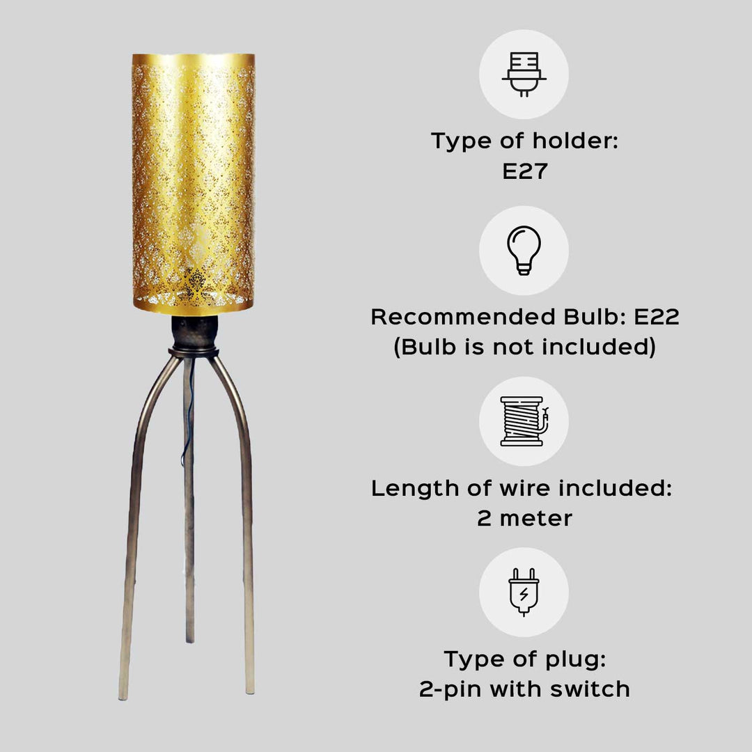 Gandhar Ambient Gold Plated Lamp with Wooden Base