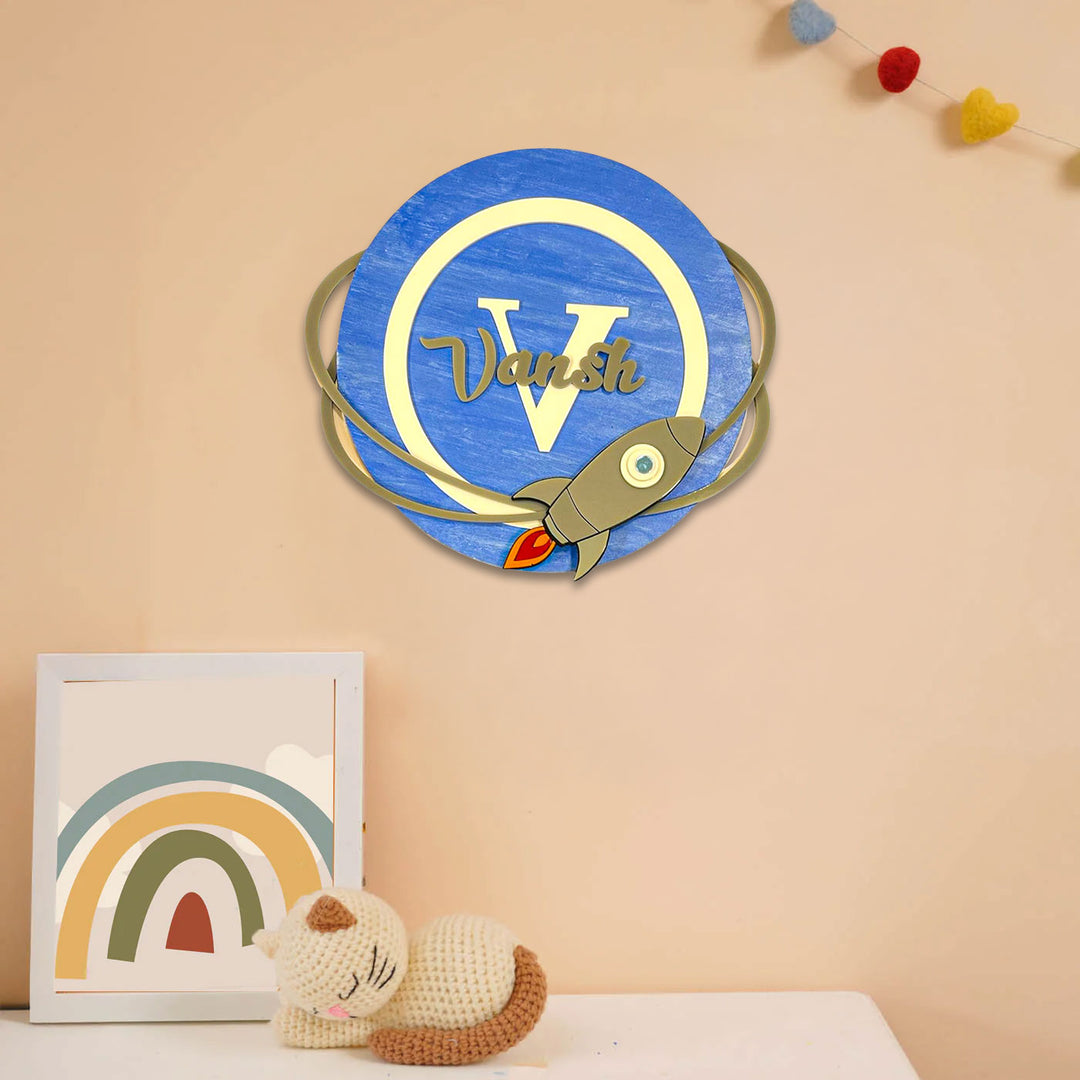 Personalized Rocketeer Theme Acrylic Kids Name Plate