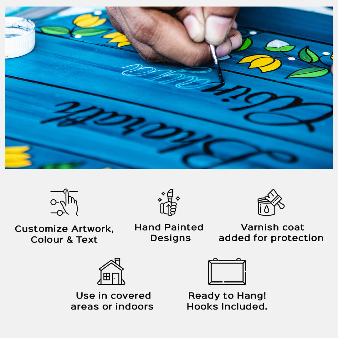 Hand Painted Amaltas Floral Nameboard