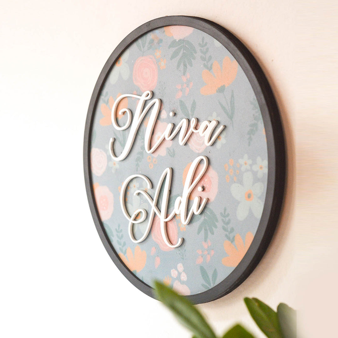 Pastel Circular Frame MDF Nameplate