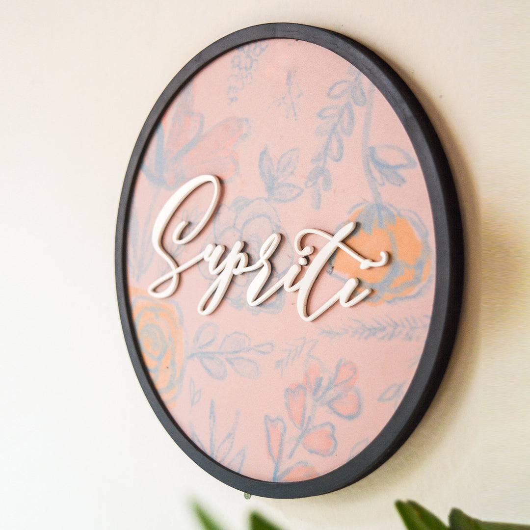 Pastel Circular Frame MDF Nameplate