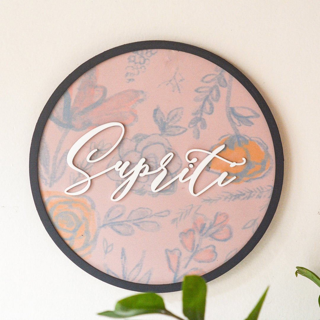 Pastel Circular Frame MDF Nameplate