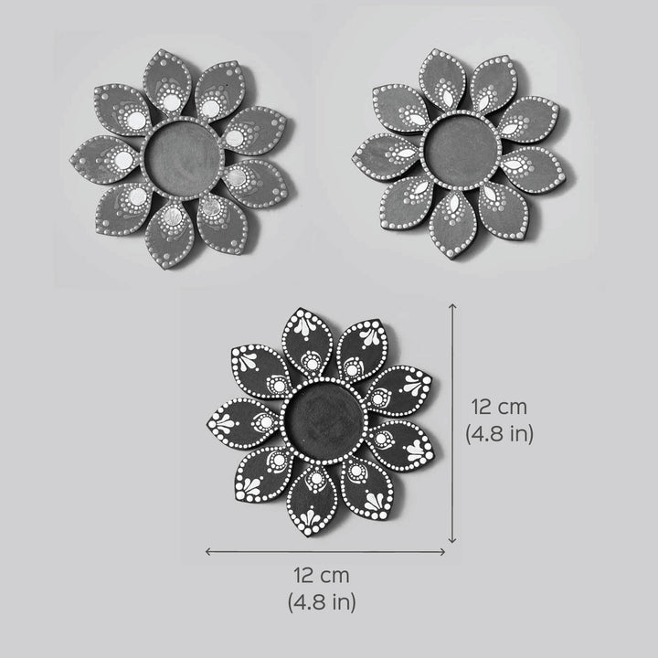 Flower Design Dot Art Festive Tealight Holder | Set of 2