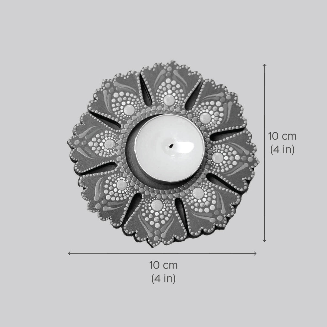Jharoka Design Dot Art Festive Tealight Holder | Set of 2